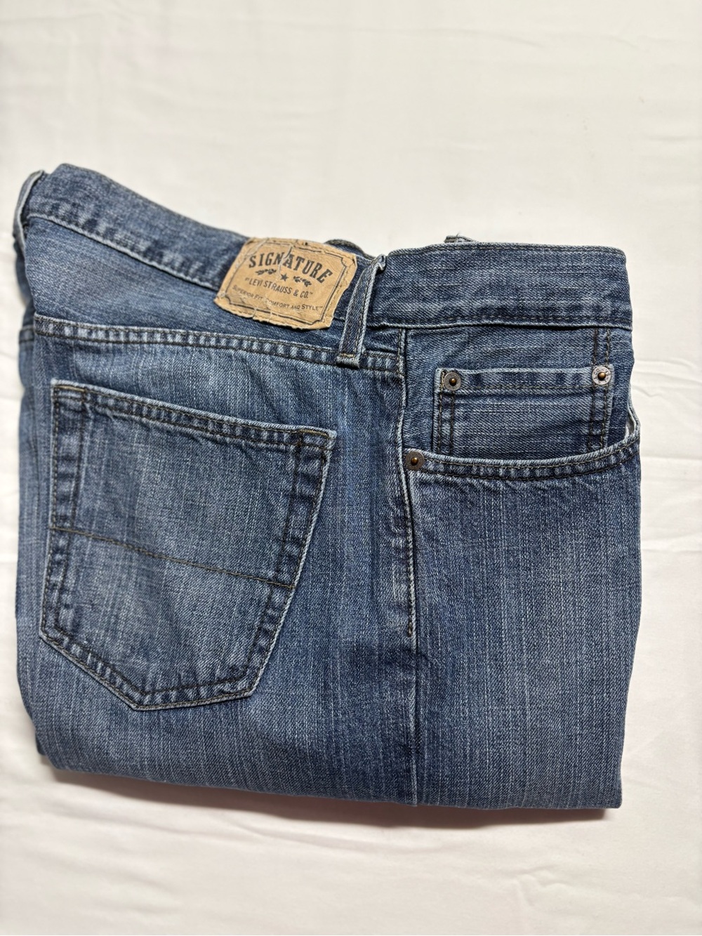 Signature Men's Washed Blue Slim Straight Jeans Size 36x30